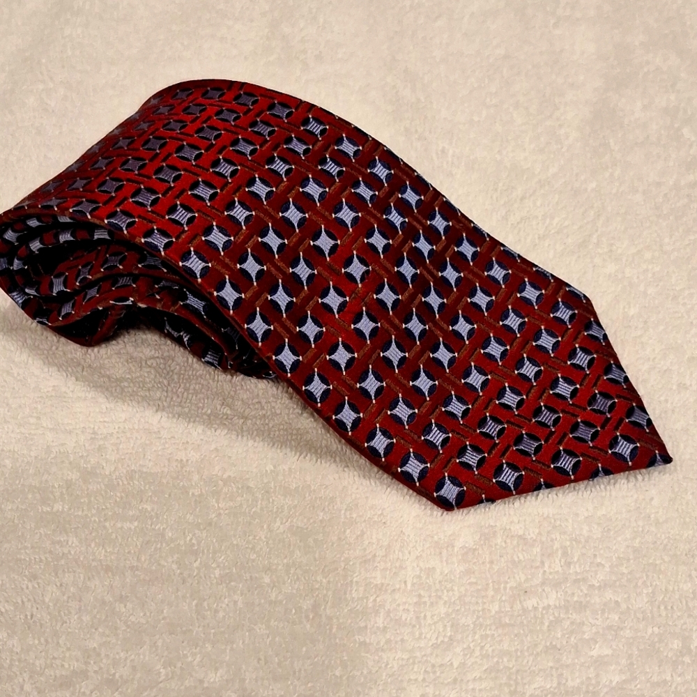 Pronto-Uomo Couture # 56 Red with Navy Blue Circles and Light Blue Diamond